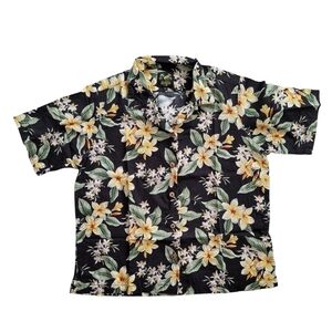 Benny's Women Large Plumeria Button Down Casual Shirt Hawaiian Tropical Aloha